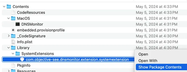 Opening a System Extension Bundle